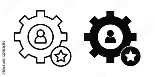 Skills icon with line stroke and black silhouette style