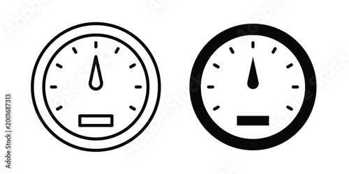 Speedometer icon with line stroke and black silhouette style