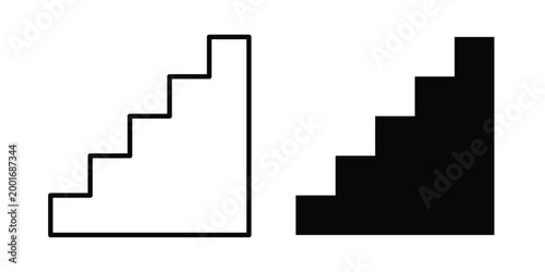 Stairs icon with line stroke and black silhouette style