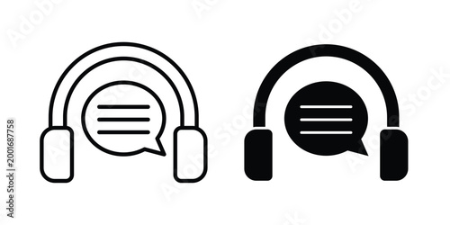 Support icon with line stroke and black silhouette style