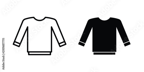 Sweater icon with line stroke and black silhouette style