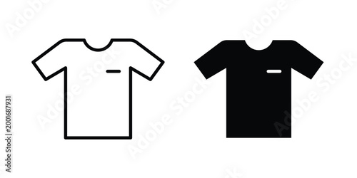 T shirt icon with line stroke and black silhouette style
