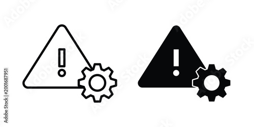 System error icon with line stroke and black silhouette style