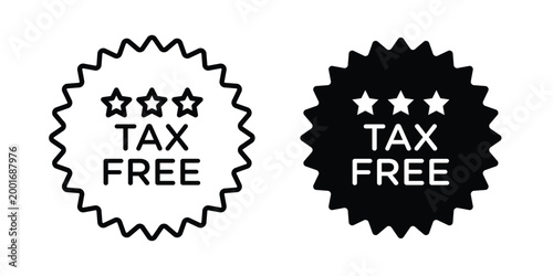 Tax free icon with line stroke and black silhouette style