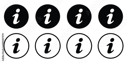 Information signs icon set in flat style with isolated symbols, vector illustration for guidance, help, communication and navigation concepts.