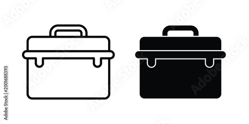 Toolbox icon with line stroke and black silhouette style