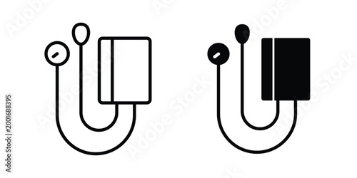 Tonometer icon with line stroke and black silhouette style