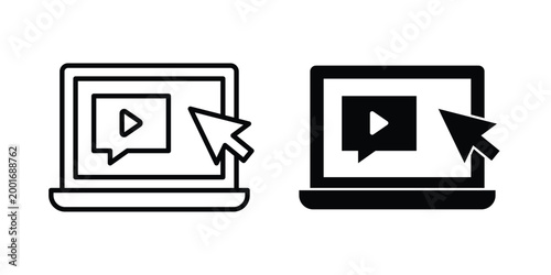 Tutorials icon with line stroke and black silhouette style