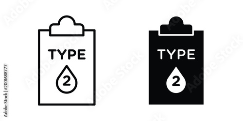 Type diabetes icon with line stroke and black silhouette style