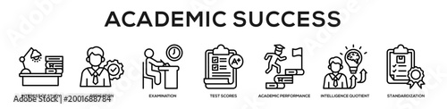 Academic Success web banner icon illustration concept