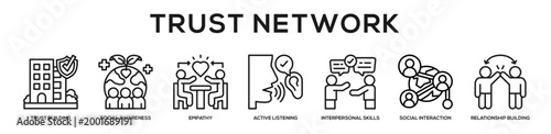 Trust Network web banner icon illustration concept