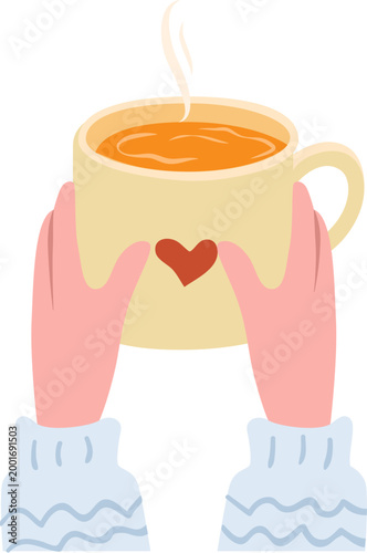 Girl's hand holding mug