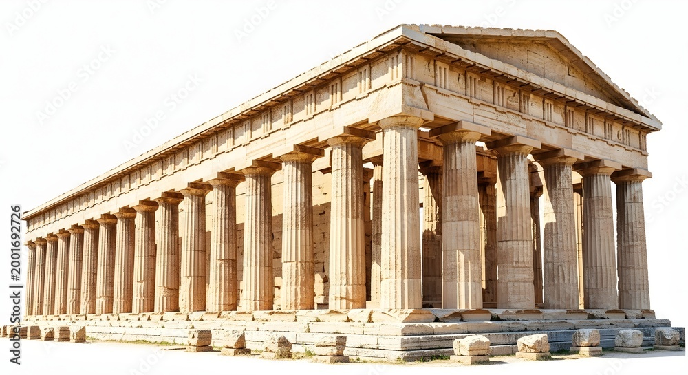 Obraz premium Ancient Greek temple architecture with stone columns isolated