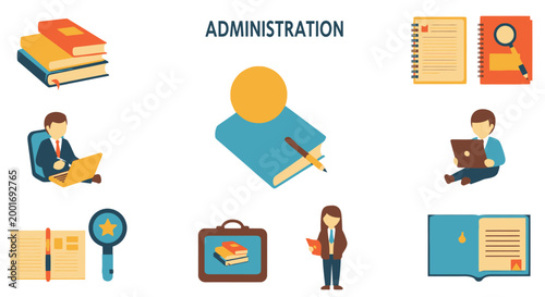 administration business office management concept icons