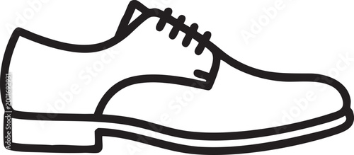 Black and white illustration of a dress shoe in simple line art for business or fashion branding