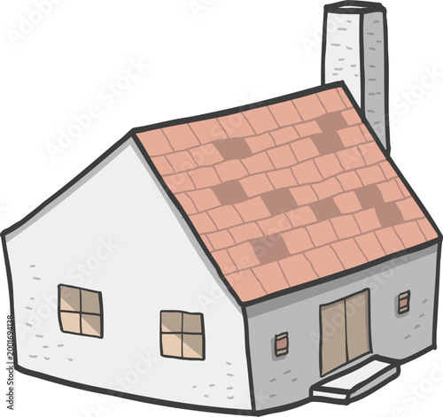 Illustration of a Simple House with Chimney