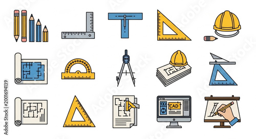 Architectural Tools and Blueprints Collection.