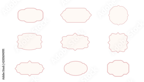 Vintage label set, elegant art deco frame, banner. Classic tags for handmade branding and rustic packaging. Sale sticker, certificate retro emblem 