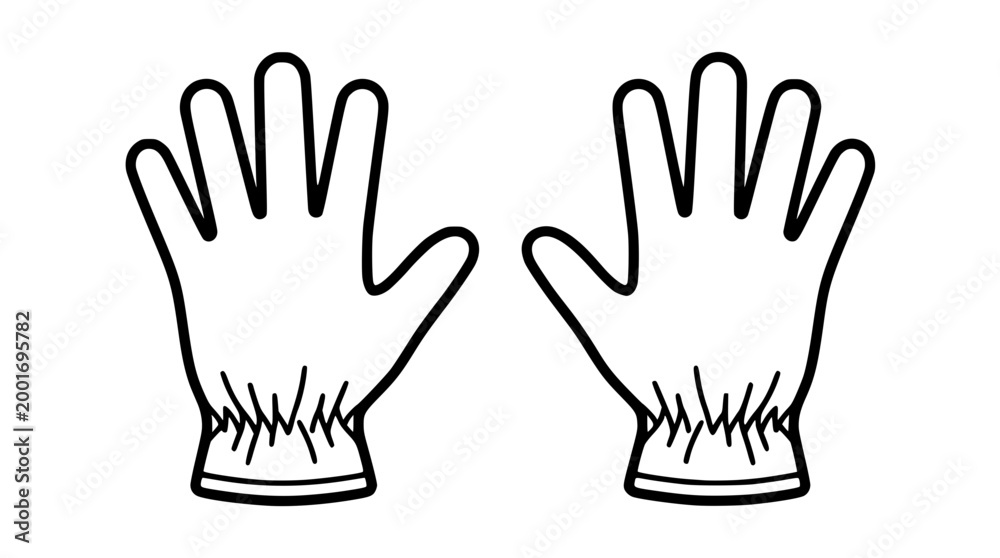 Fototapeta premium Minimalist vector illustration of protective gloves for industrial work