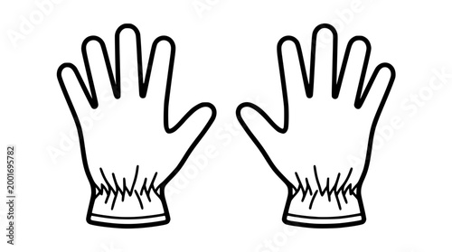 Minimalist vector illustration of protective gloves for industrial work