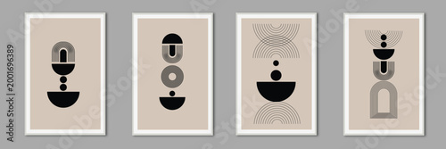 Abstract Mid-Century Modern Posters. abstract wall art. Boho organic shape. Artistic design for poster, print, cover, wallpaper, minimalistic. Minimalist Geometric Wall Art Set.