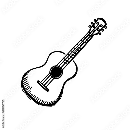 Acoustic guitar icon logo design. Musical instrument sign and symbol. Acoustic guitar icon. Music and hobby.