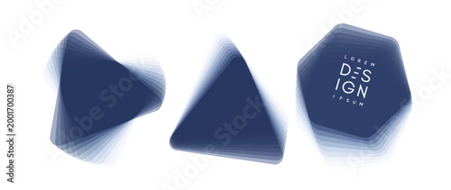 Geometric hexagonal and triangle elements isolated on a white background. Offset and overlapping layers. Semi-transparent element. Template for an invitation to an event or conference. Vector.