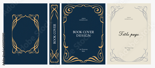 Quadro su tela Classic vintage book cover, title page, spine design with Art Deco, Baroque, Art Nouveau and Victorian ornaments