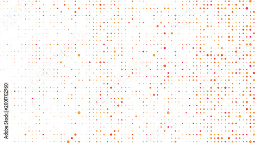 Colorful dotted pattern with varying sizes on transparency background, creating vibrant and dynamic visual effect