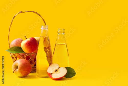 Bottles of fresh apple cide...