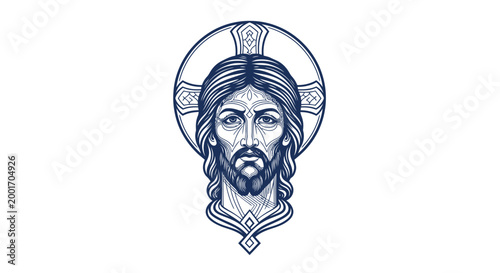 Jesus Christ portrait head illustration.