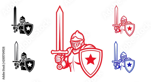 Knight Holding Sword and Shield.