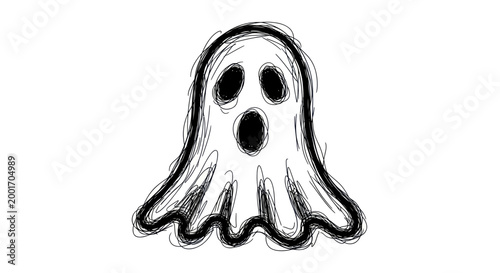 Spooky ghost with open mouth expression.