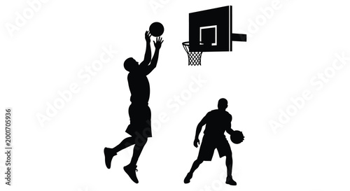 basketball players in action silhouette high quality professional detailed modern