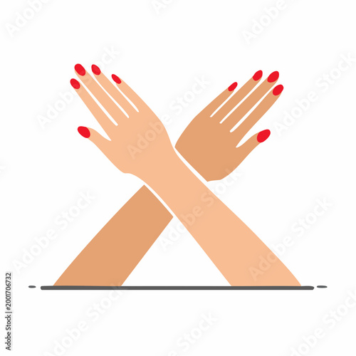 Two hands crossed forming an X shape