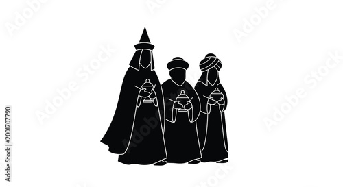 three wise men holding gifts silhouette high quality professional detailed