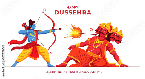 Hindu god Rama fighting Ravana Dussehra.