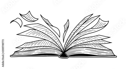 Open Book with Leaves Emerging.