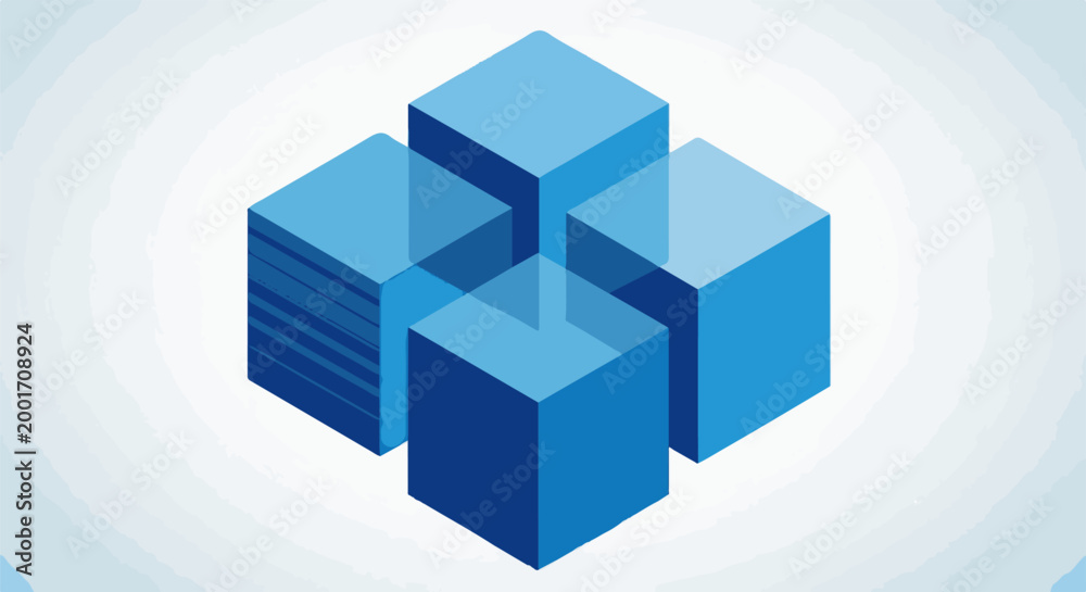 Obraz premium Geometric blue cubes arranged in a grid on a gradient background