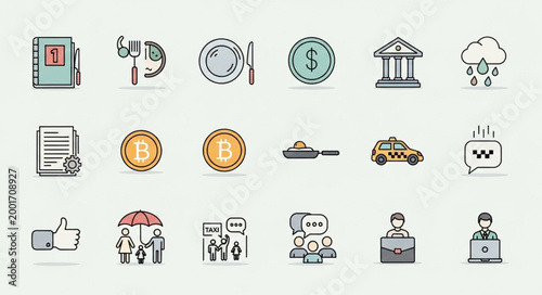 Business Finance Icons and Symbols.