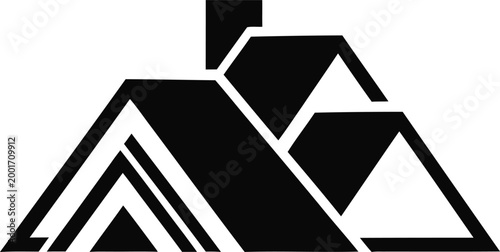 Geometric building roof silhouette icon with real estate