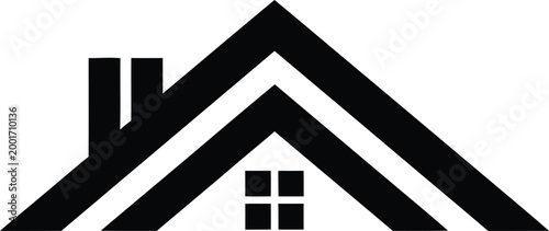 Abstract house roof silhouette with chimney with real estate