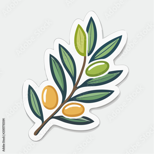 Stylized Olive Branch with Olives