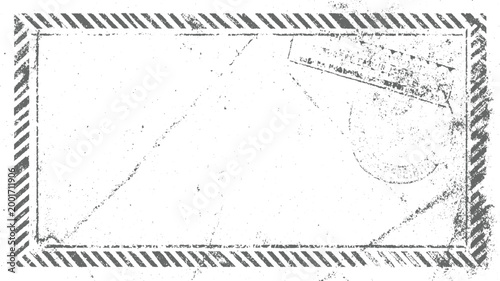Distressed grey diagonal stripe border with postage stamp texture and speckles white