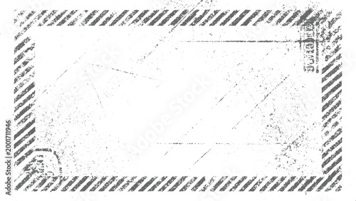 Distressed grey diagonal stripes border with grunge texture and faint lines on white background