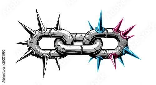 Spiked Chain Link Symbolizing Strength, Connection, and Danger