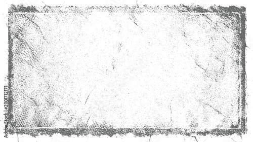 Distressed halftone textured rectangular frame with rough edges and subtle scratches grunge vintage