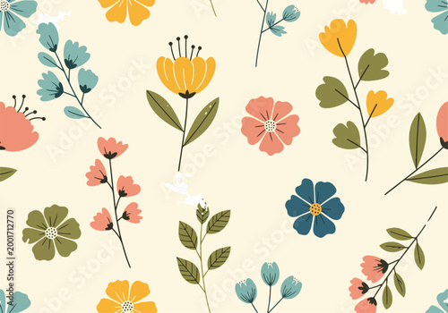 Artistic plant illustration with stylized blossoms and flowing harmony