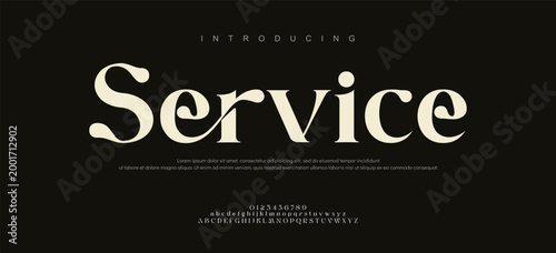 Service, Elegant luxury alphabet display font vector with ligature and alternate 
