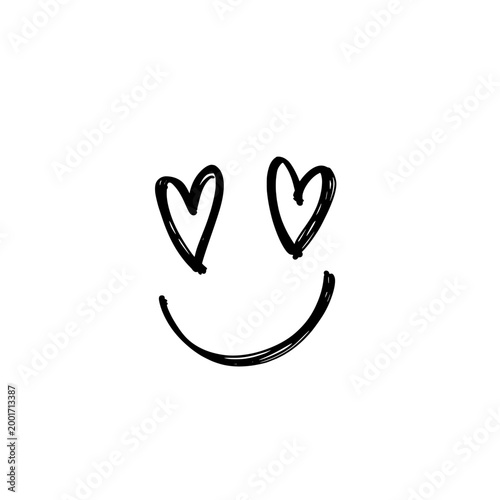 Foto Heart eyes emoji face icon logo design